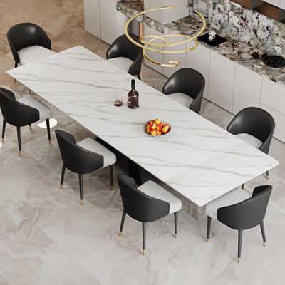 Rectangular Extendable Dining Table Up To 110'' with Sintered Stone Top for 8-12