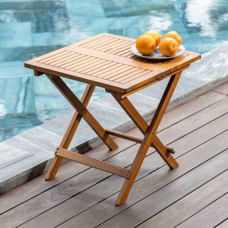 Table bistro d'extérieur en acacia Legolas, L 19,5 po x L 19,5 po x H 19,5 po