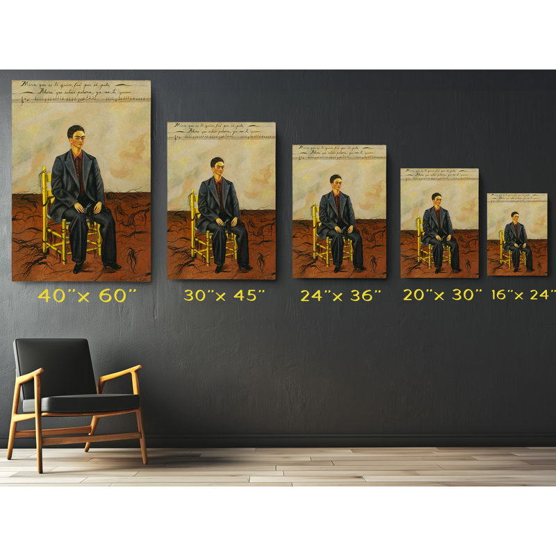 Frida Kahlo Portrait Canvas Print, 36" H x 24" W