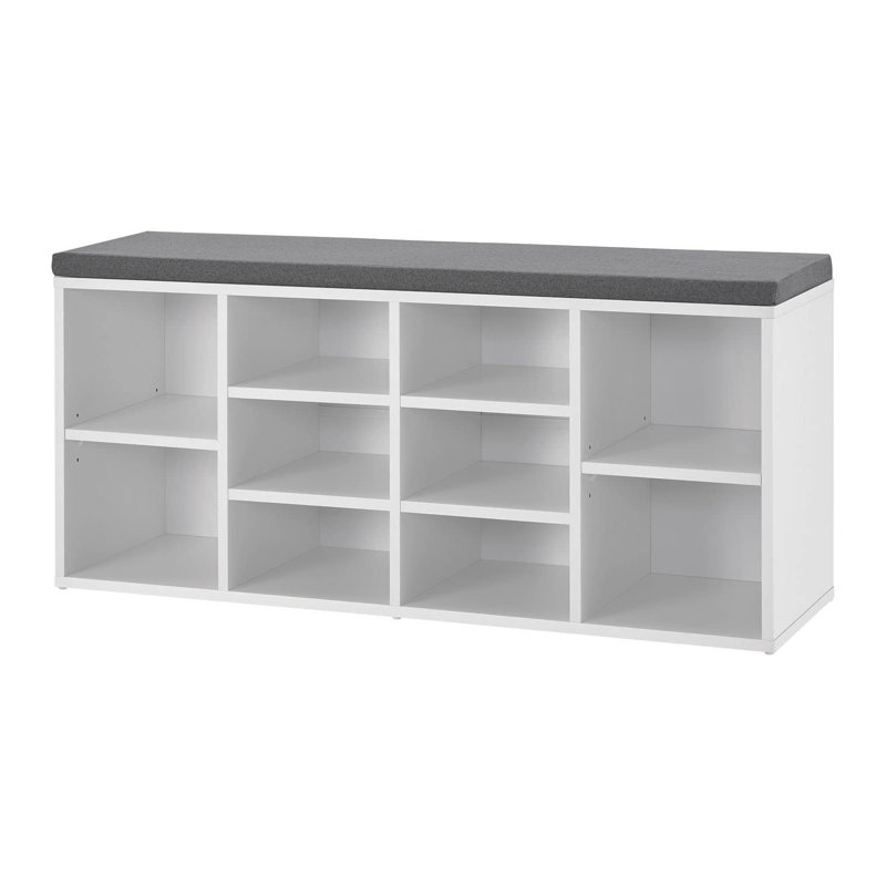 10 Pair Shoe Storage Bench, White