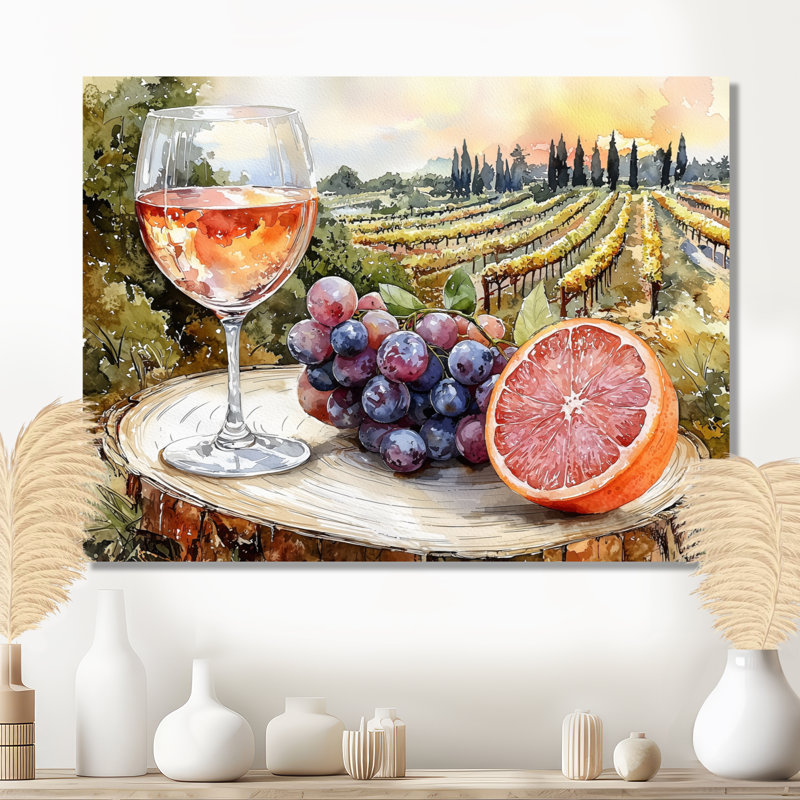 Birtie - Vineyard, art mural sur toile, H 34 po x l 44 po, Toile tendue, Ne s’applique pas