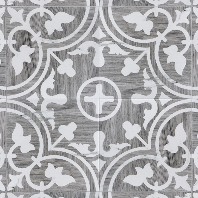 Llama Arte Loire Verso 10" x 10" Porcelain Patterned Wall & Floor Tile, Silver Smoke