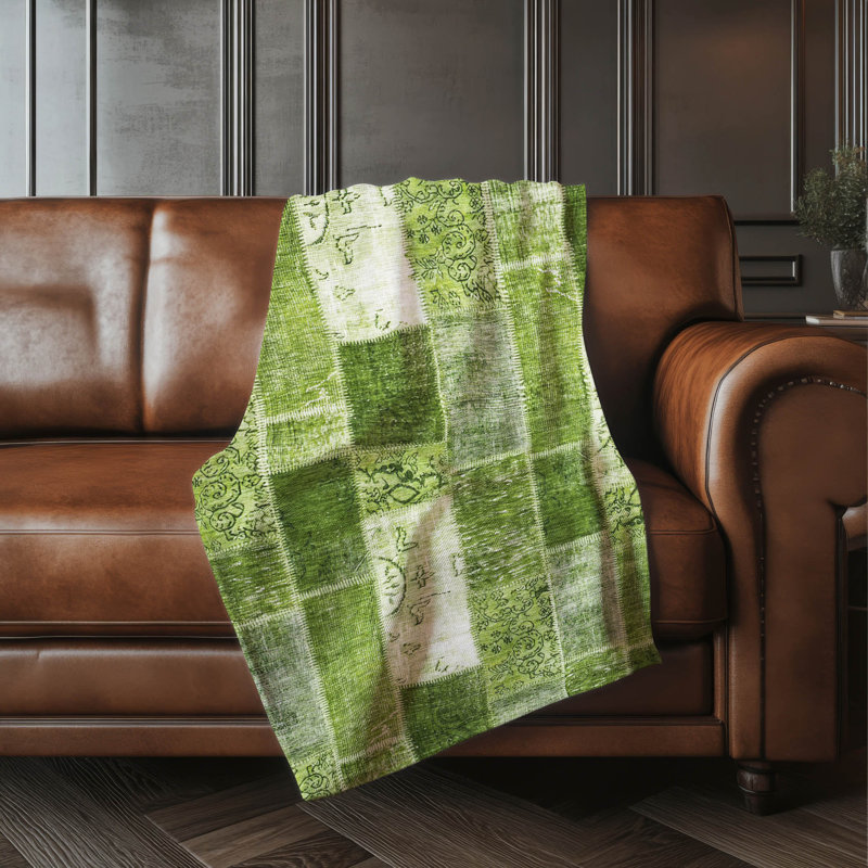 Jeté patchwork Addison Sherpa ASB631, Olive