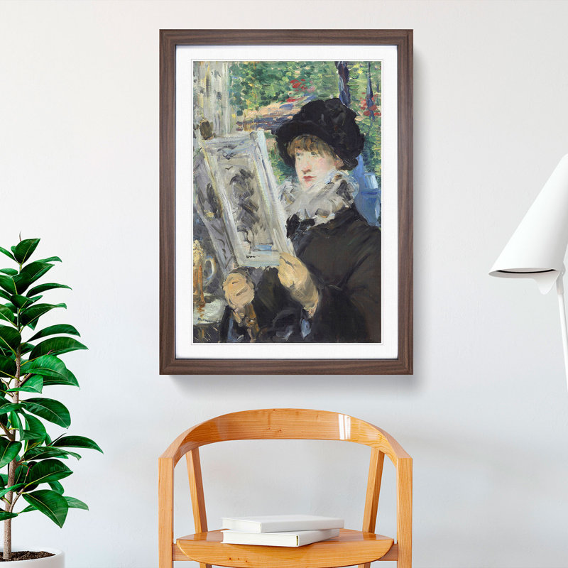 Woman Reading by Edouard Manet - Picture Frame Painting, Walnut Framed, 36cm H x 27cm W x 2cm D