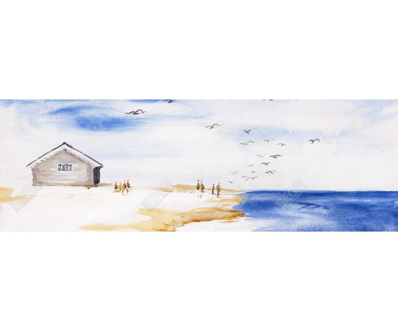 «House On The Beach» sur toile, H 20 po x l 60 po