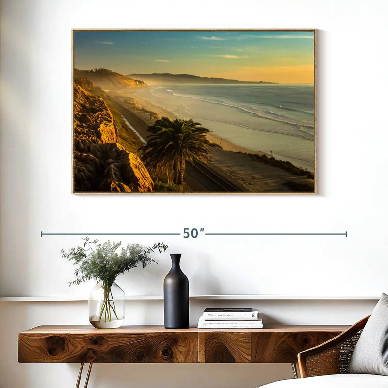 Coucher de soleil Torrey, Cadre flottant en bois naturel, 40 po x 27 po