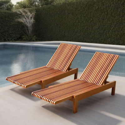 Satavia Outdoor Wood Chaise Lounge