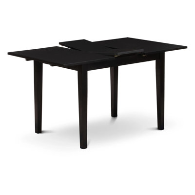 5 Piece Dining Table Set for 4 Includes a Rectangle Kitchen Table with Butterfly Leaf and 4 Dining Room Chairs, Black