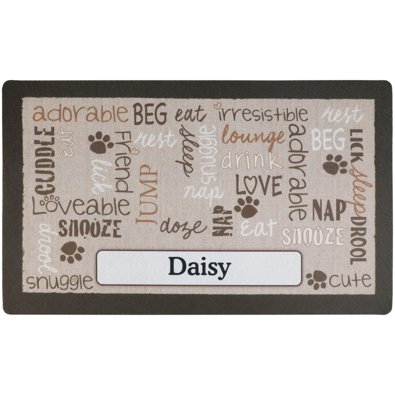 Napperon personnalisé pour animal de compagnie, tapis d'alimentation pour chien et chat - matériau absorbant et envers imperméable