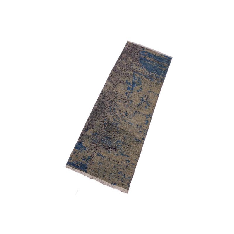 Tapis de couloir d'intérieur brun en laine noué à la main 2 pi x 6 pi 2 po Mcintosh