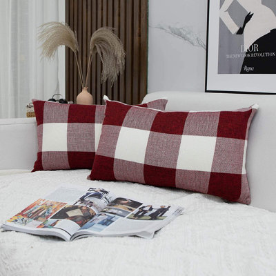 Housse de coussin à carreaux