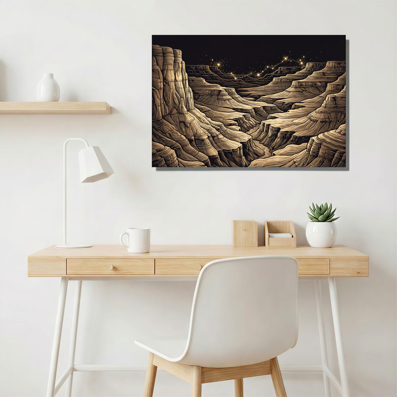 Couches de canyon rétro sous le ciel étoilé, H 16 po x l 24 po