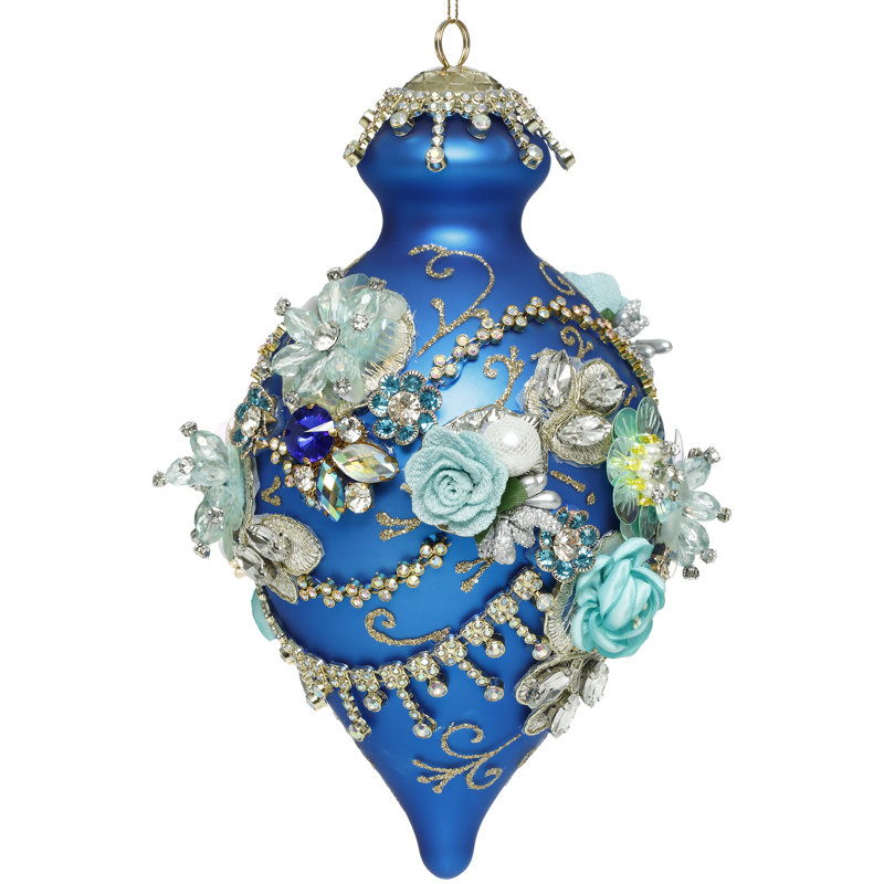 Kings Jewel Fancy Finial Ornament, Blue - 9 Inches