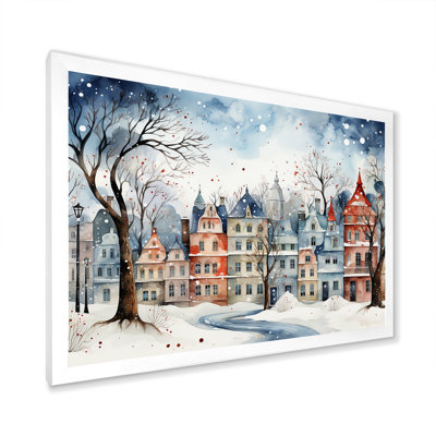 «Christmas village in Winter III - Winter Landscape», art mural encadré