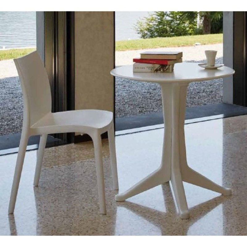 Patio Perfection Round Outdoor Dining Table , 27.5'' in. W 27.5'' in. D, White
