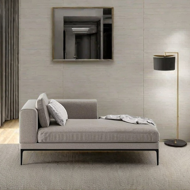 Chaise longue en coton et lin éponge, Orienté à gauche (vu de face)