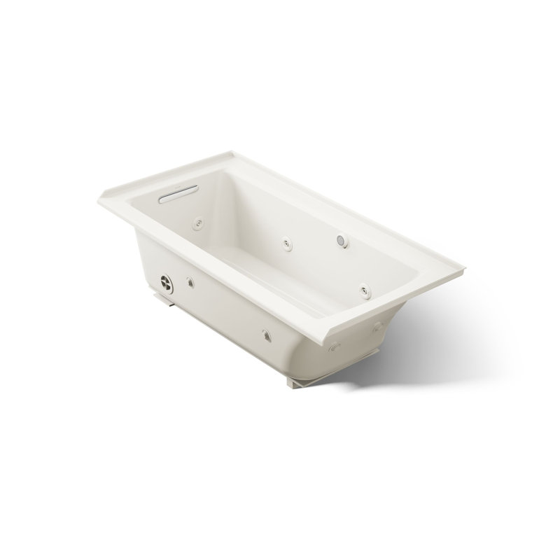 Archer® Alcove Whirlpool with Bask Heated Surface, Tile Flange and Left-Hand Drain, Left, Biscuit