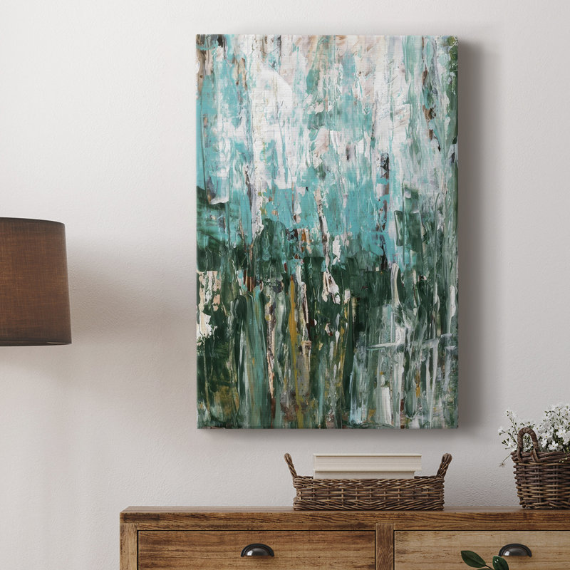 Abstrait forêt turquoise II - Cavas enveloppés de galerie, H 12 po x l 8 po