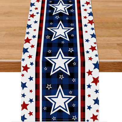 4Th Of July Table Runner, Stars Patriotic Memorial Day Table Runner Independence Day Kitchen Dining Table Decoration For Outdoor Indoor Home Party Dec