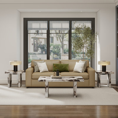 Roundhill Furniture Cavira 3-Piece Coffee Table Set, Coffee Table And Two Rectangular End Tables