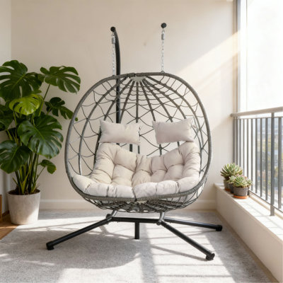 Fauteuil à œufs pour 2 personnes avec support Balancelle d'extérieur pour l'extérieur