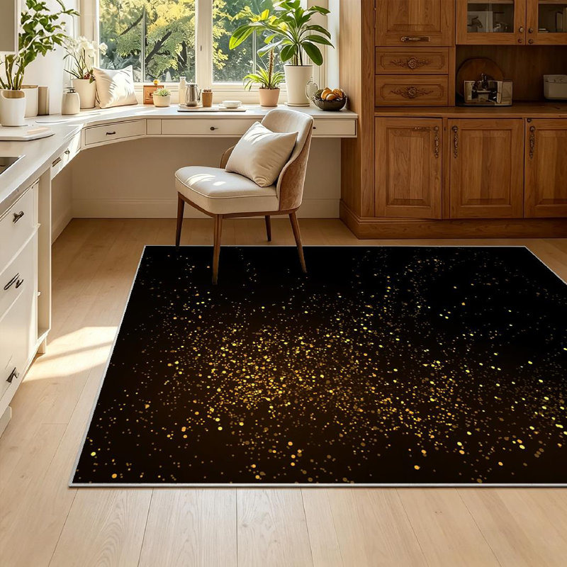Tapis d'intérieur noir lavable à la machine, Rectangle 55 po x 79 po