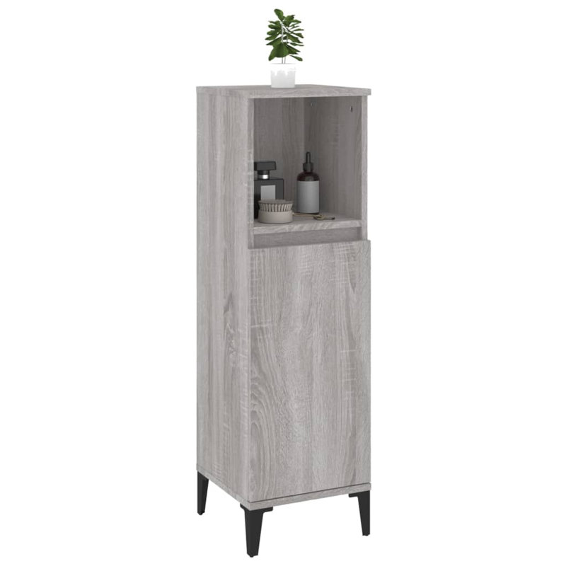 Kryslynn Linen Cabinet, Grey Sonoma/Black