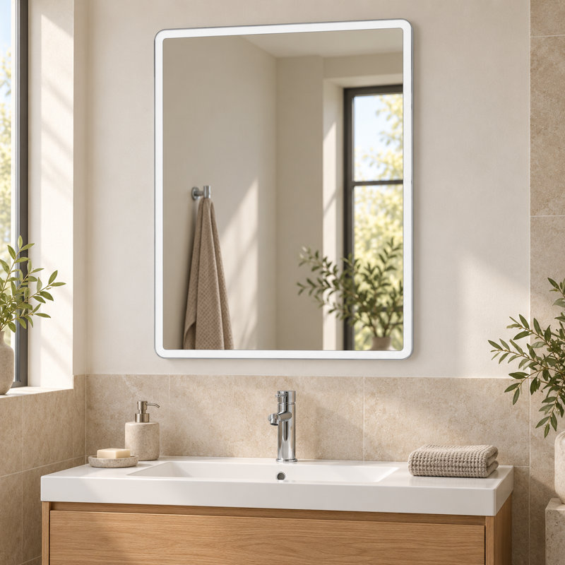 Flat Wall Vanity Mirror, 80 cm H x 60 cm W