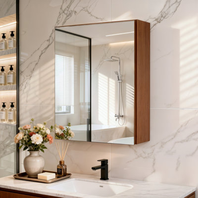 Armoire de rangement en aluminium avec miroir et détecteur de mouvement encastré en aluminium
