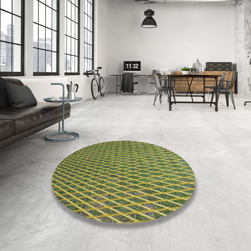 Tapis de zone verte à motif, Rond 8 pi