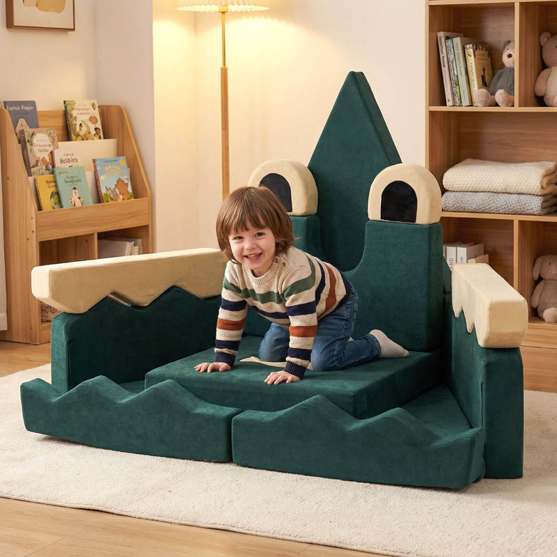 Canapé de jeu modulaire pour enfants 17 pièces, canapé convertible multifonctionnel pour enfants Crocodile