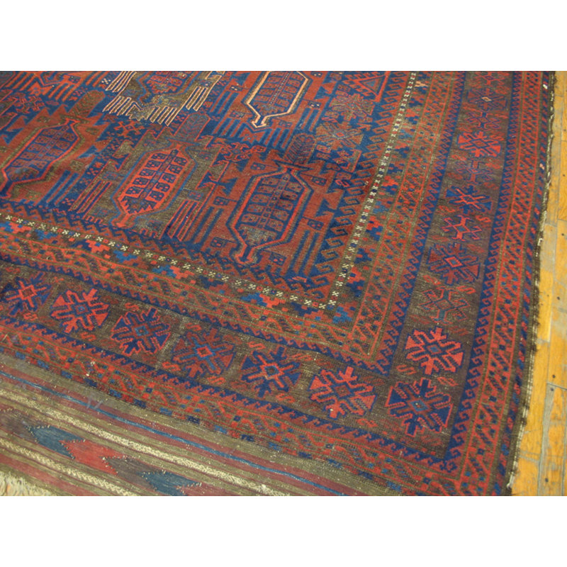 Blue Tribal Antique Late 19th Century Afghan Baluch Rug