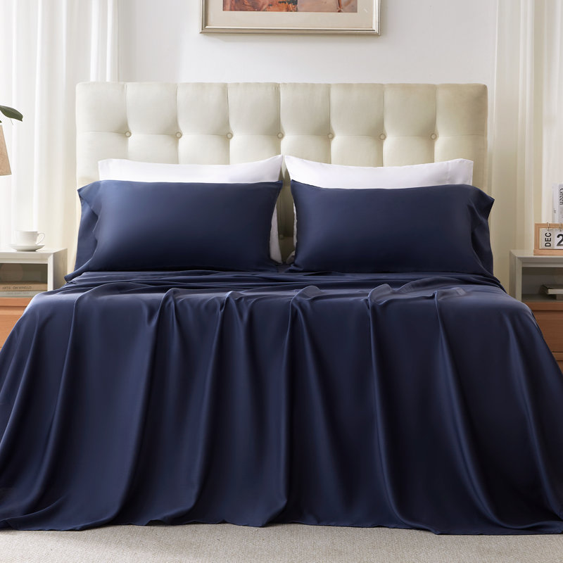 Ensemble de draps 100% Lencing Tencel Lyocell Luxe, poche profonde de 15 po et refroidissement pour les dormeurs chauds, literie de luxe soyeuse, douce et respirante, draps 4 pièces