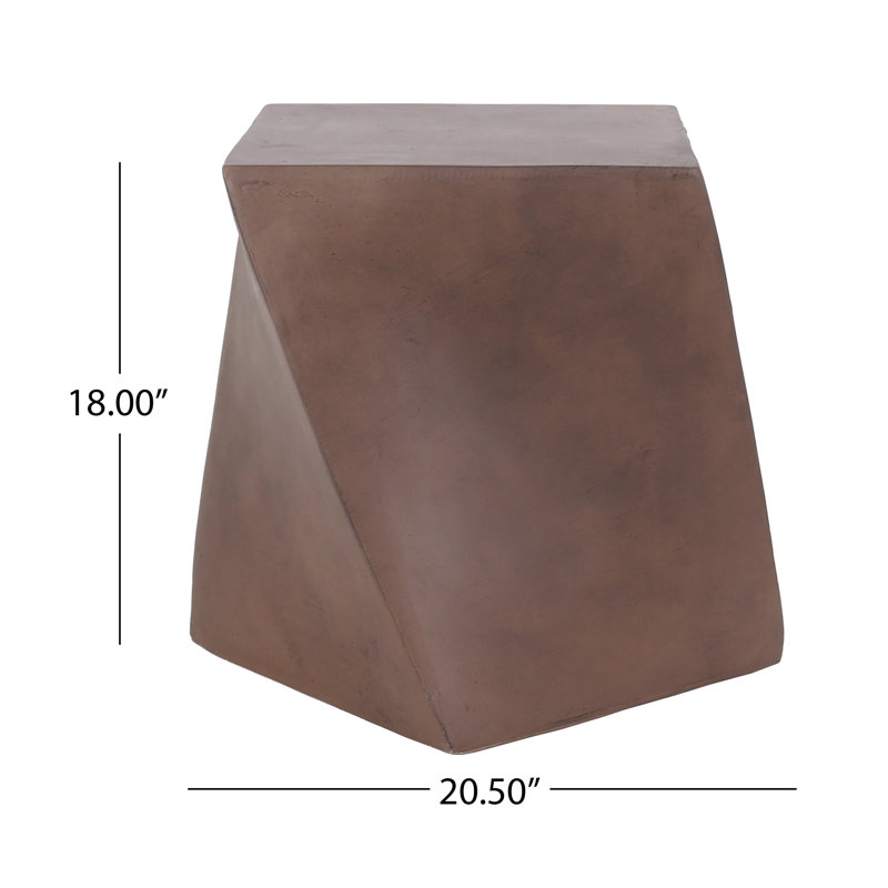 Charming Lightweight Concrete End Table With Abstract Twisted Cube Design