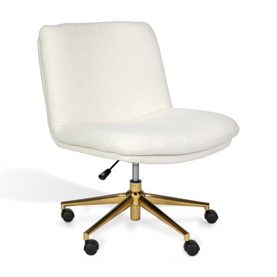 Martha Stewart Eloise Upholstered Swivel Home Office Chair With Wide Seat