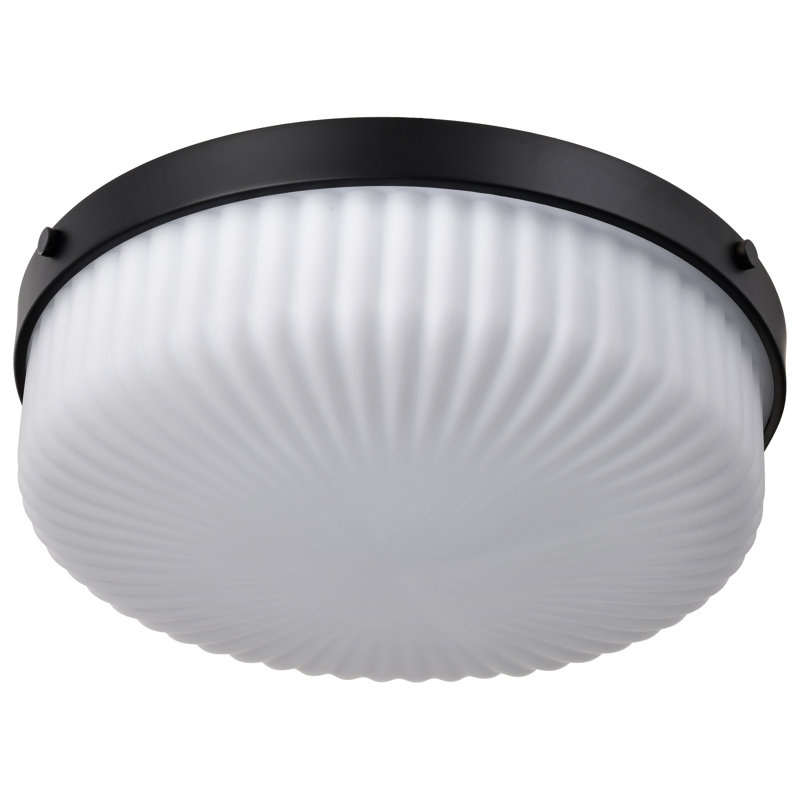 Sifuentes - Flush Mount - Frosted Ribbed Glass, Matte Black