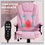 Fauteuil de bureau vibrant à 6 points avec massage chauffant, dossier haut inclinable en lin avec dossier inclinable, accoudoirs rembourrés et télécommande, crème -2003270890