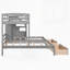 Lit simple au-dessus de simple et simple, lit superposé triple avec tiroirs, escalier avec rangement, tablettes intégrées-485004716
