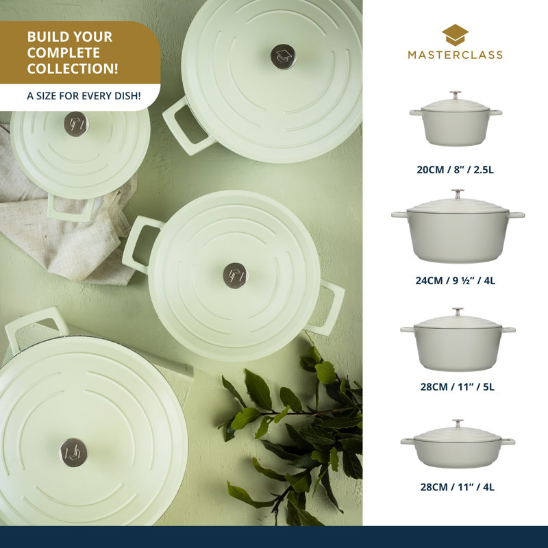 MasterClass Cast Aluminum Round Casserole, 33cm / 4L, Mint Green