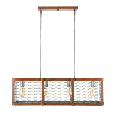 Luminaire suspendu linéaire lanterne 4 lumières Herlef