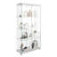 Modern Glass Display Cabinet With LED Lights, Quick-Assembly Antique Cabinet, Tempered Glass Bookshelf, 2-Door 4-Shelf-2130900648