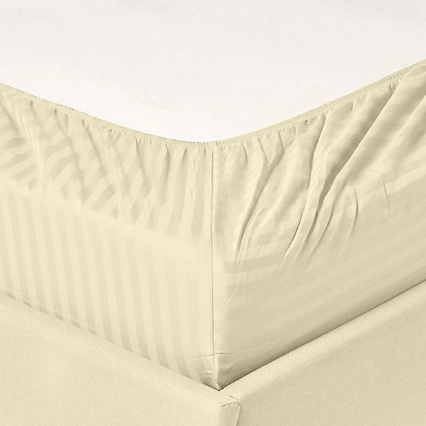 Egyptian Cotton Machine Woven Striped Sheet Set, Twin XL, Ivory