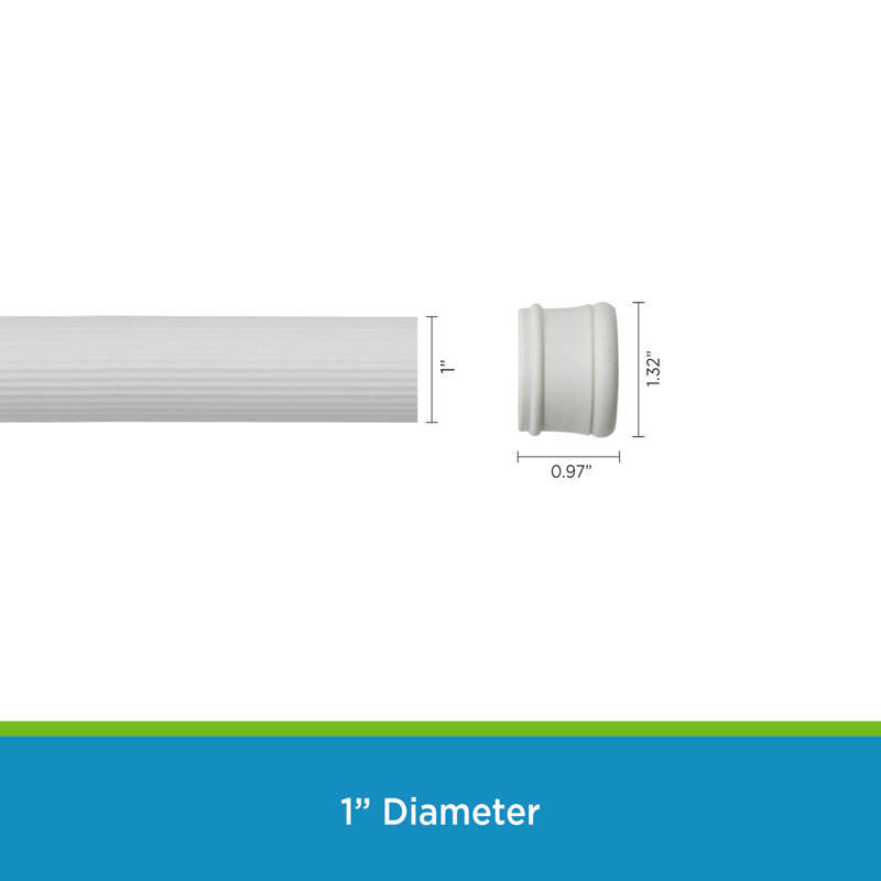 White Adjustable Steel Spring Tension Shower Rod, 24-38 Inches