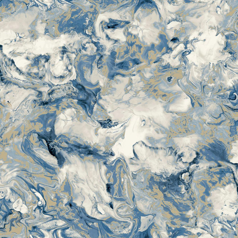 Dangelo 10.05m x 53cm Metallic Finish Wallpaper Roll, Blue