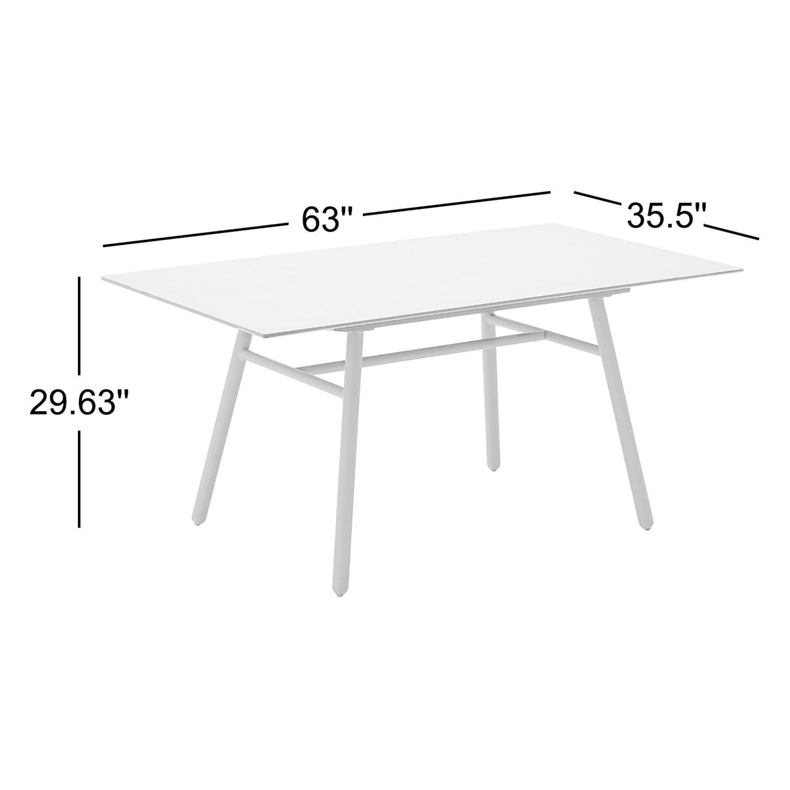 Yo! 63" Patio Dining Table, Slate White, Matt Black