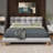 Full Size Upholstered Platform Bed Frame with Cookie-Shaped Headboard, Soft and Comfortable, Easy Assembly, Gray