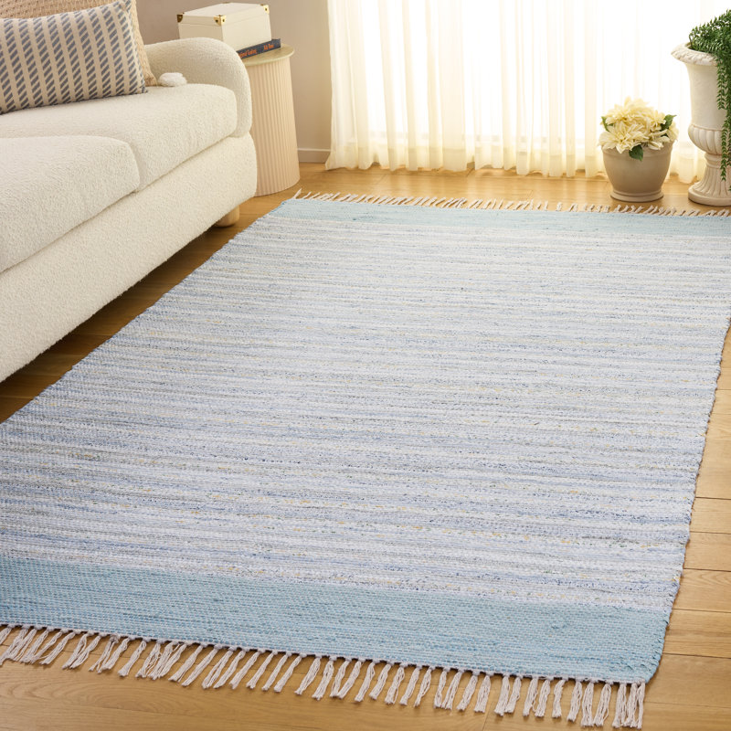 Tapis abstrait en coton tissé à la main Rag Rug 401, Rectangle de 5 pi x 8 pi