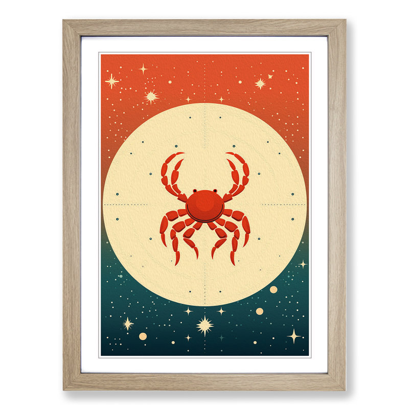Cancer Zodiac Minimalism - Framed Print, Oak Framed, 64cm H x 46cm W x 2cm D