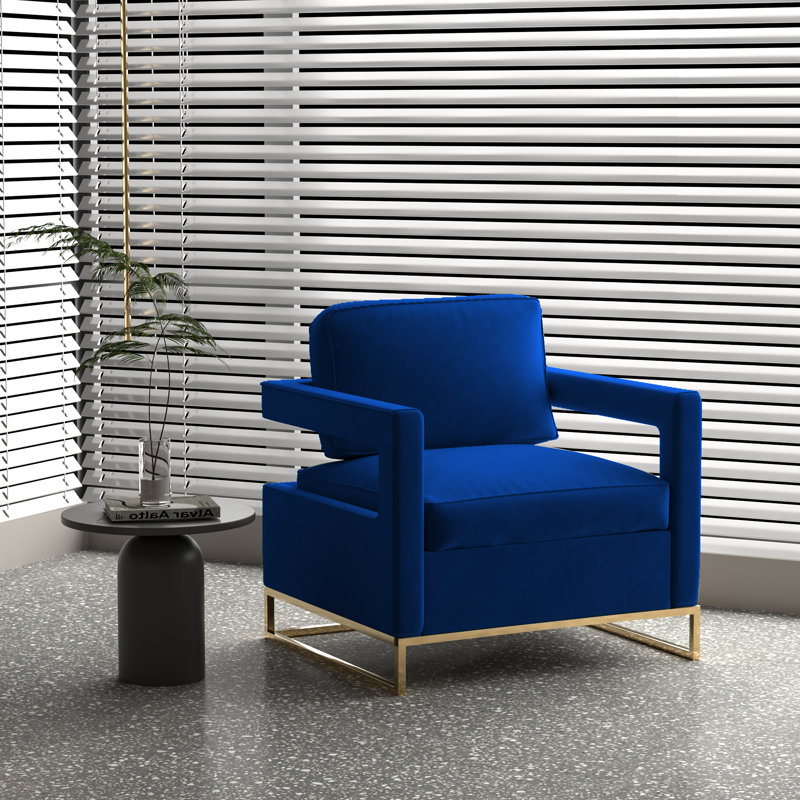 Fauteuil Teagann, Velours bleu