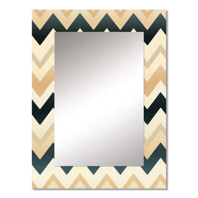 Deemah Ivory Boho Accents Chevron - chevron  Decorative Wall Mirror, Glam Mirror, Printed Metal Art